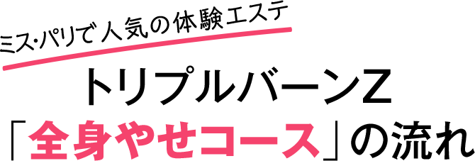 ミス・パリで人気の体験エステ　トリプルバーンZ「全身やせコース」の流れ