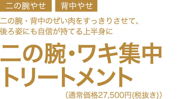 二の腕・ワキ集中トリートメント　初回限定体験価格5,500円(税込み)