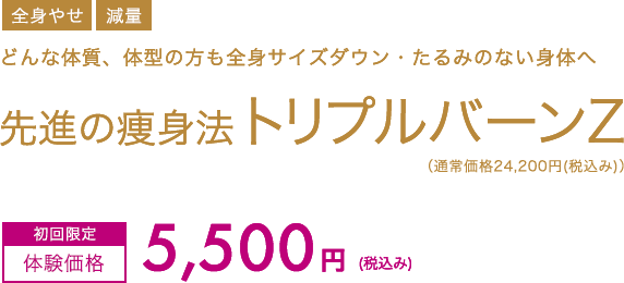 先進の痩身法トリプルバーンZ　初回限定体験価格5,500円(税込み)