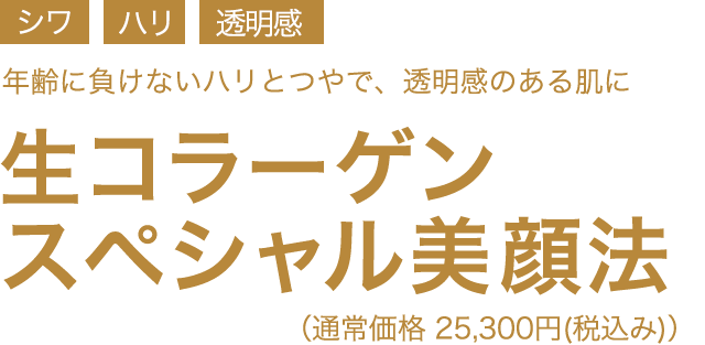 生コラーゲンスペシャル美顔法　初回限定体験価格7,700円(税込み)