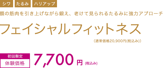 フェイシャルフィットネス　初回限定体験価格7,700円(税込み)